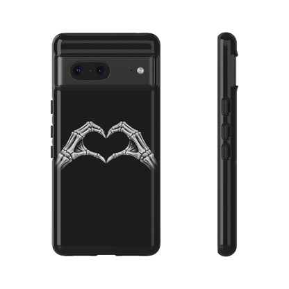 Skeleton Hands Heart Phone Case | Gothic Black Protective Cover