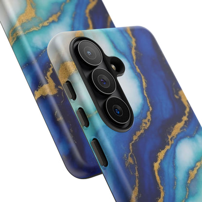 Blue & Gold Marble Phone Case – Luxury Resin Art Tough Case (iPhone, Samsung, Pixel)