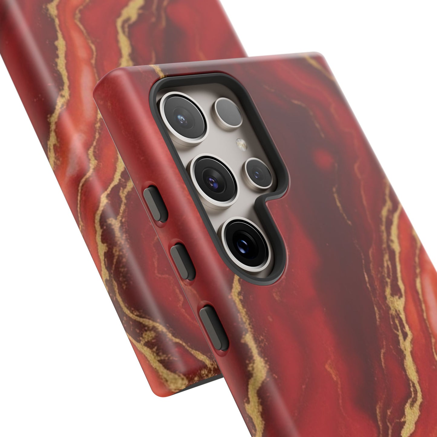 Red Agate Marble Phone Case with Gold Veins – Luxury Tough iPhone & Samsung Case