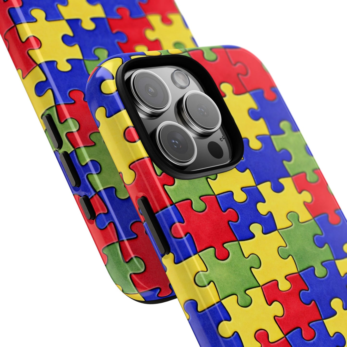 Colorful Puzzle Phone Case, Autism Awareness Jigsaw Design, Tough Protective Case, iPhone & Samsung Case, Vibrant Puzzle Pattern