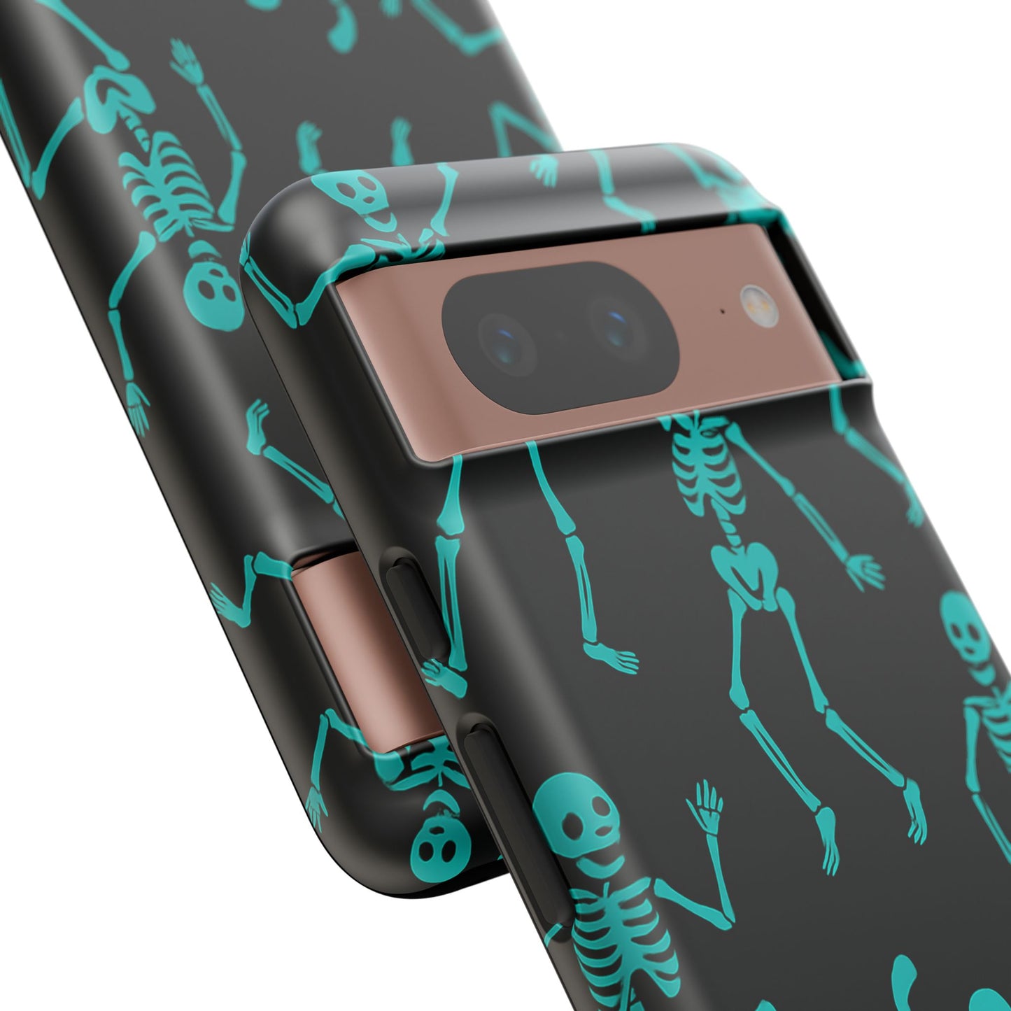 Dancing Teal Skeletons Phone Case | Tough Protective Case for Iphone, Samsung Galaxy and Pixel