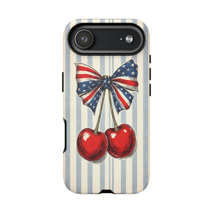Patriotic Cherry Phone Case Americana Coquette Aesthetic iPhone Samsung