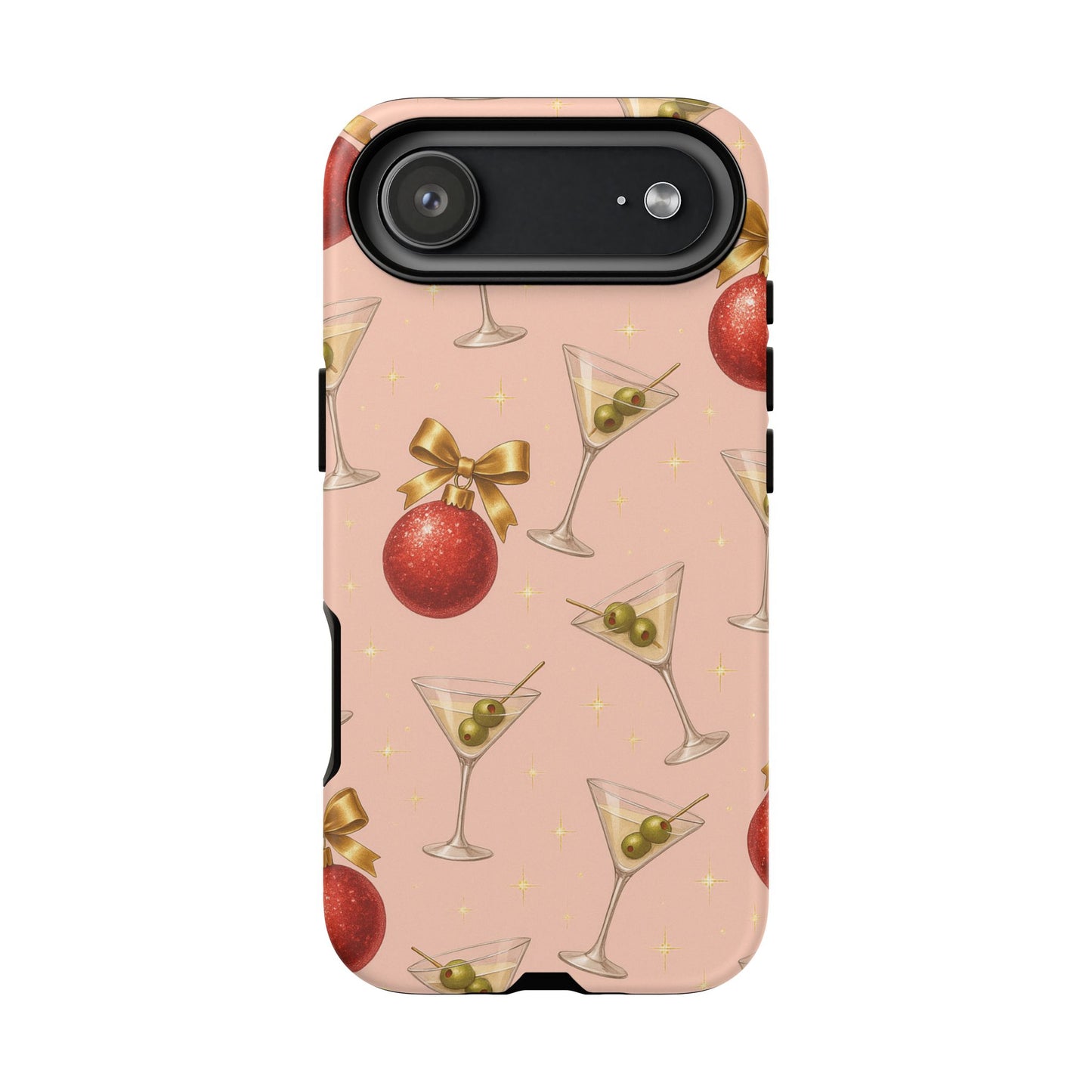 Cocktail Ornament Phone Case – Pink Martini & Cherry Pattern | Glossy or Matte for Iphone, Samsung Galaxy and Pixel