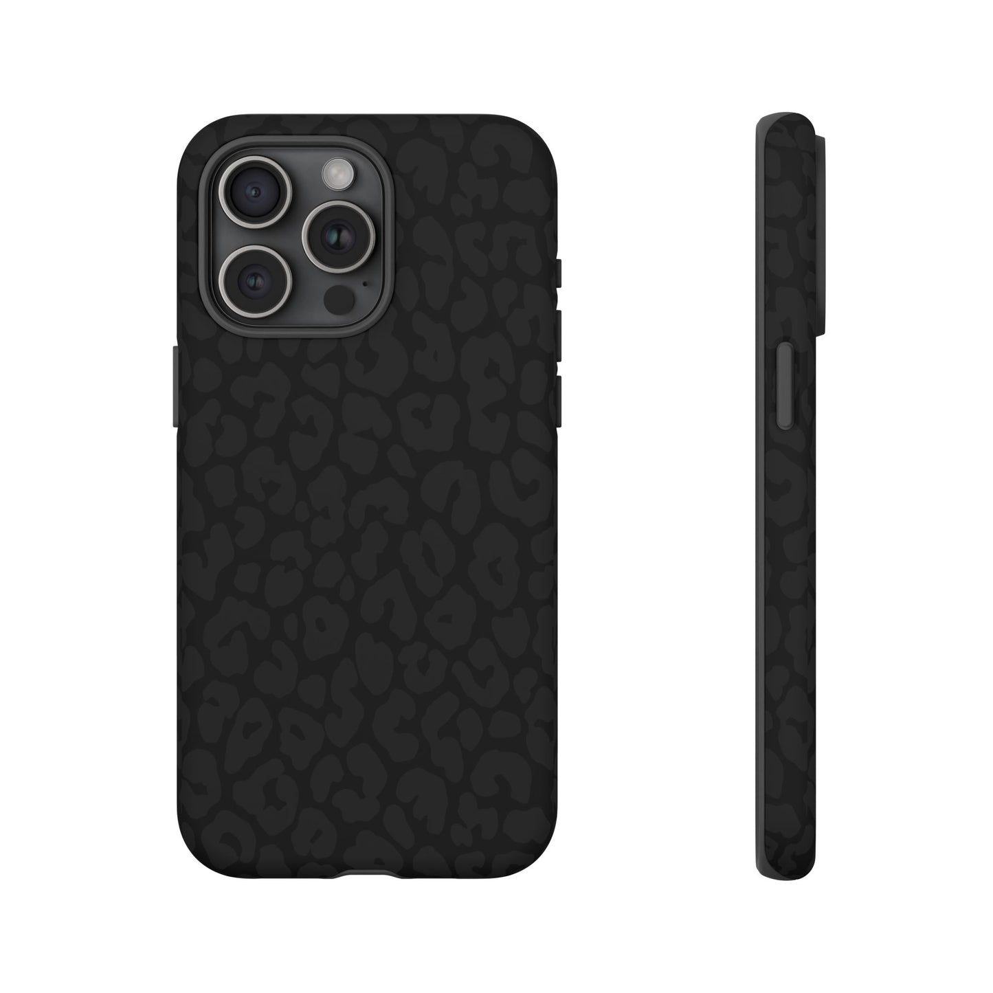 Black Leopard Phone Case | Black on Black Leopard Print Tough iPhone & Samsung Case | Matte or Glossy Protective Cover