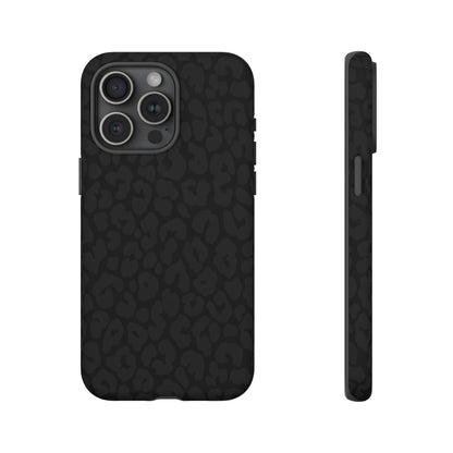Black Leopard Phone Case | Black on Black Leopard Print Tough iPhone & Samsung Case | Matte or Glossy Protective Cover