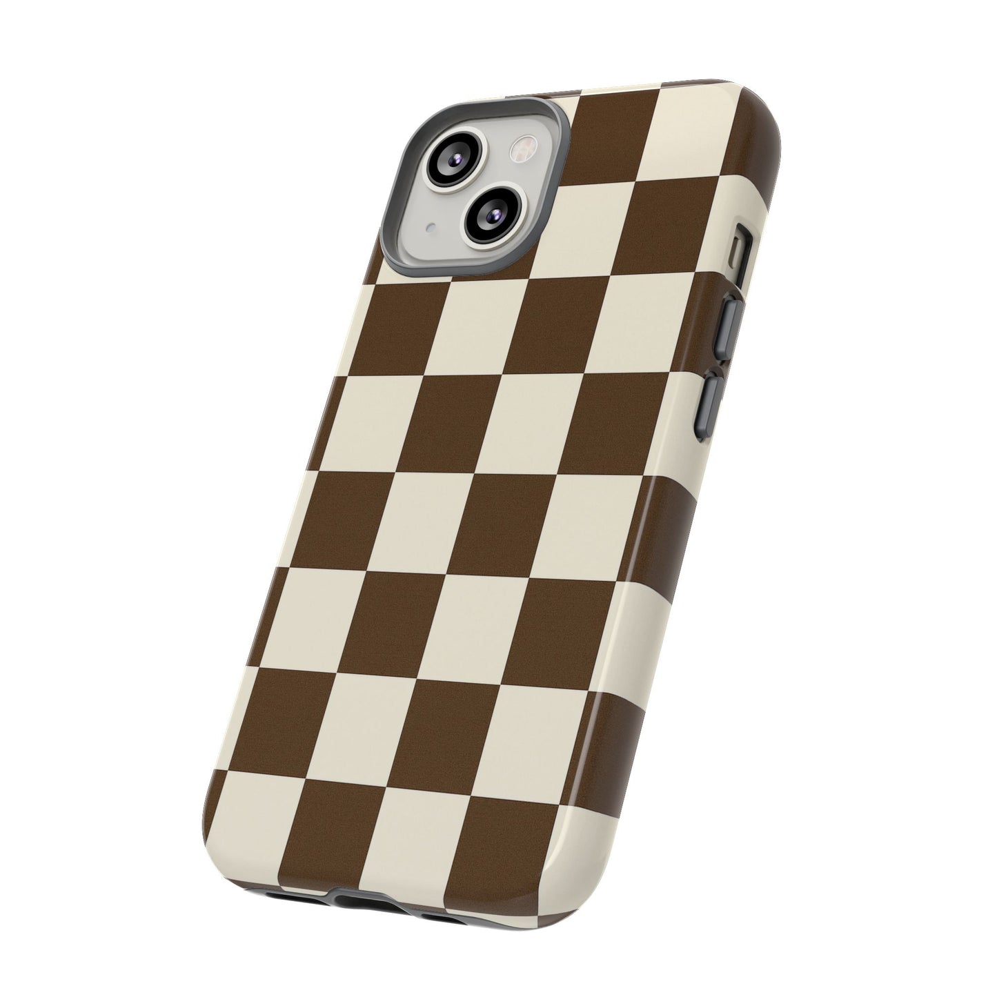 Mocha Checkerboard Phone Case | Neutral Aesthetic Tough Case