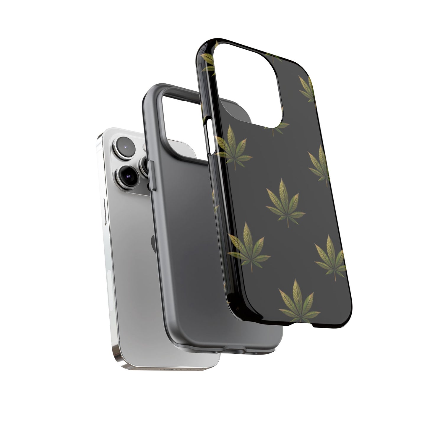 Cannabis Leaf Phone Case Green Weed Leaf Pattern Tough Protective Cover