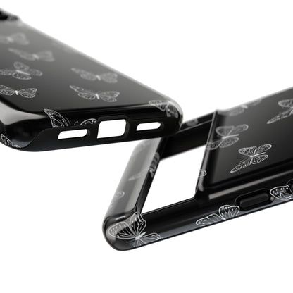 White Butterfly Pattern Phone Case – Dark Aesthetic Monochrome Tough Cover