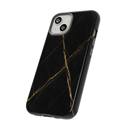 Black Marble Phone Case with Gold Veins – Luxury Minimal Aesthetic Tough Case