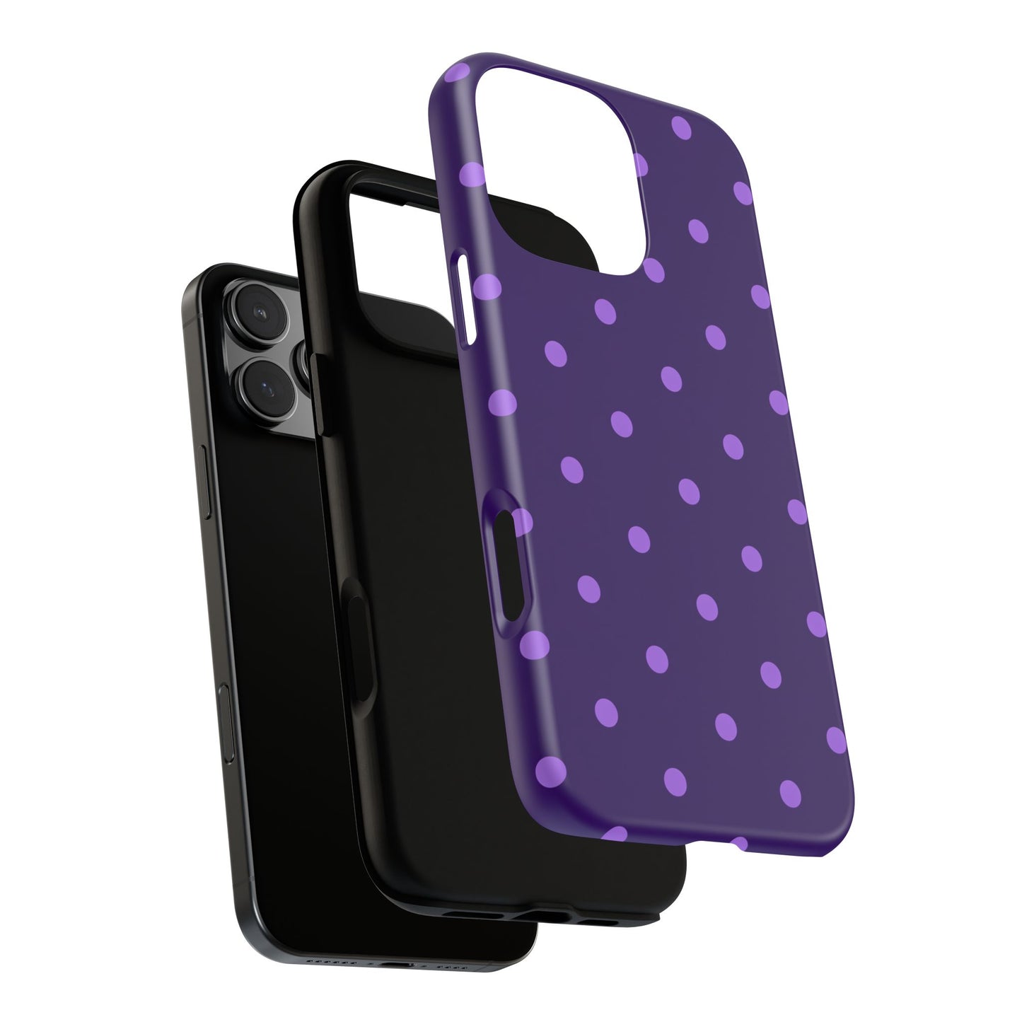 Purple Polka Dot Tough Phone Case – Cute Stylish Durable Protective Cover for Iphone, Samsung Galaxy and Pixel