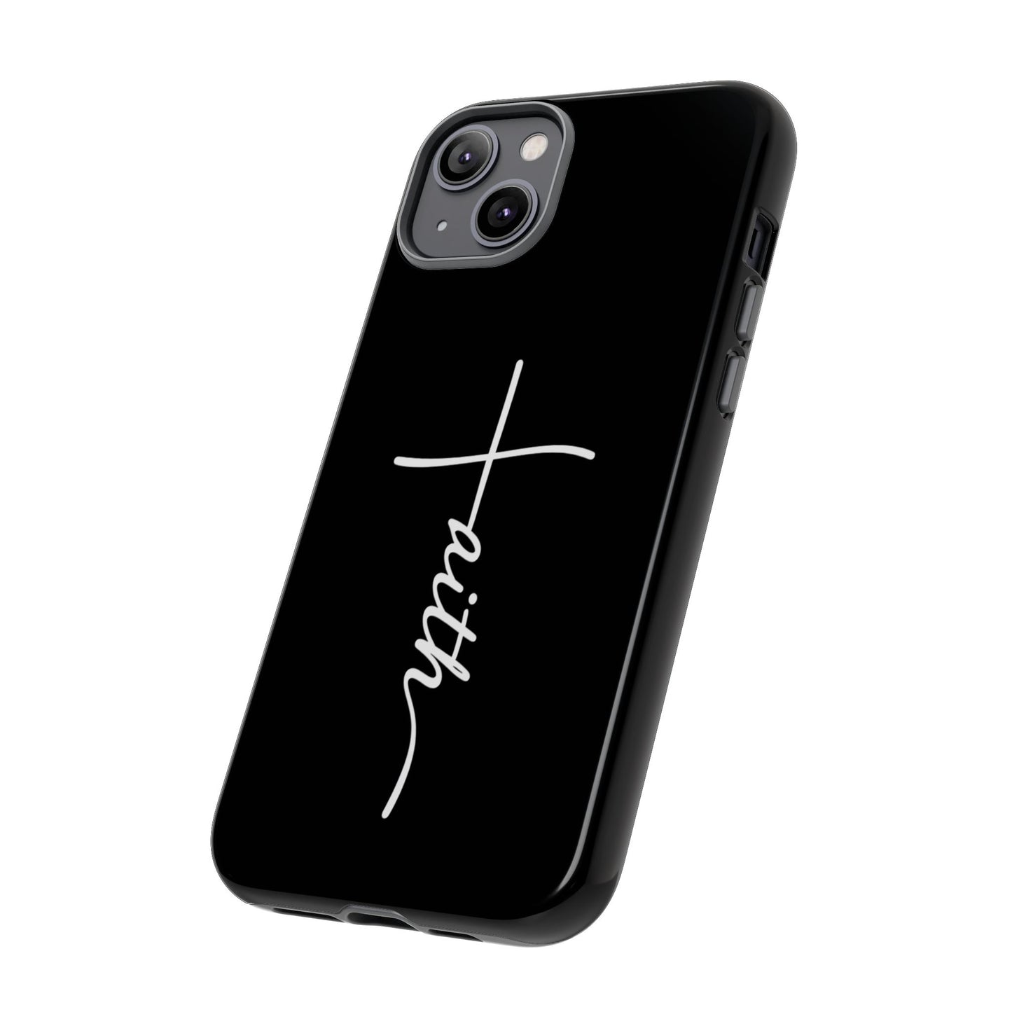 Faith Cross Phone Case, Christian Aesthetic Minimalist Black Matte Case, Religious Gift iPhone Samsung Cover
