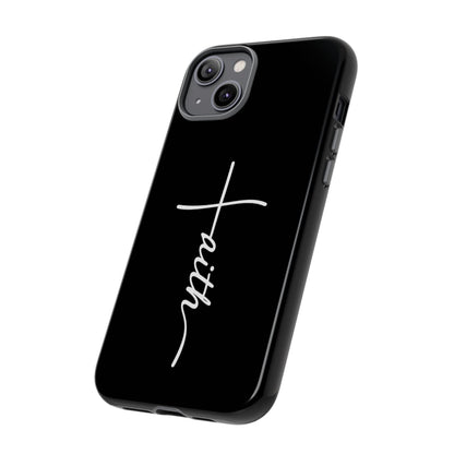 Faith Cross Phone Case, Christian Aesthetic Minimalist Black Matte Case, Religious Gift iPhone Samsung Cover
