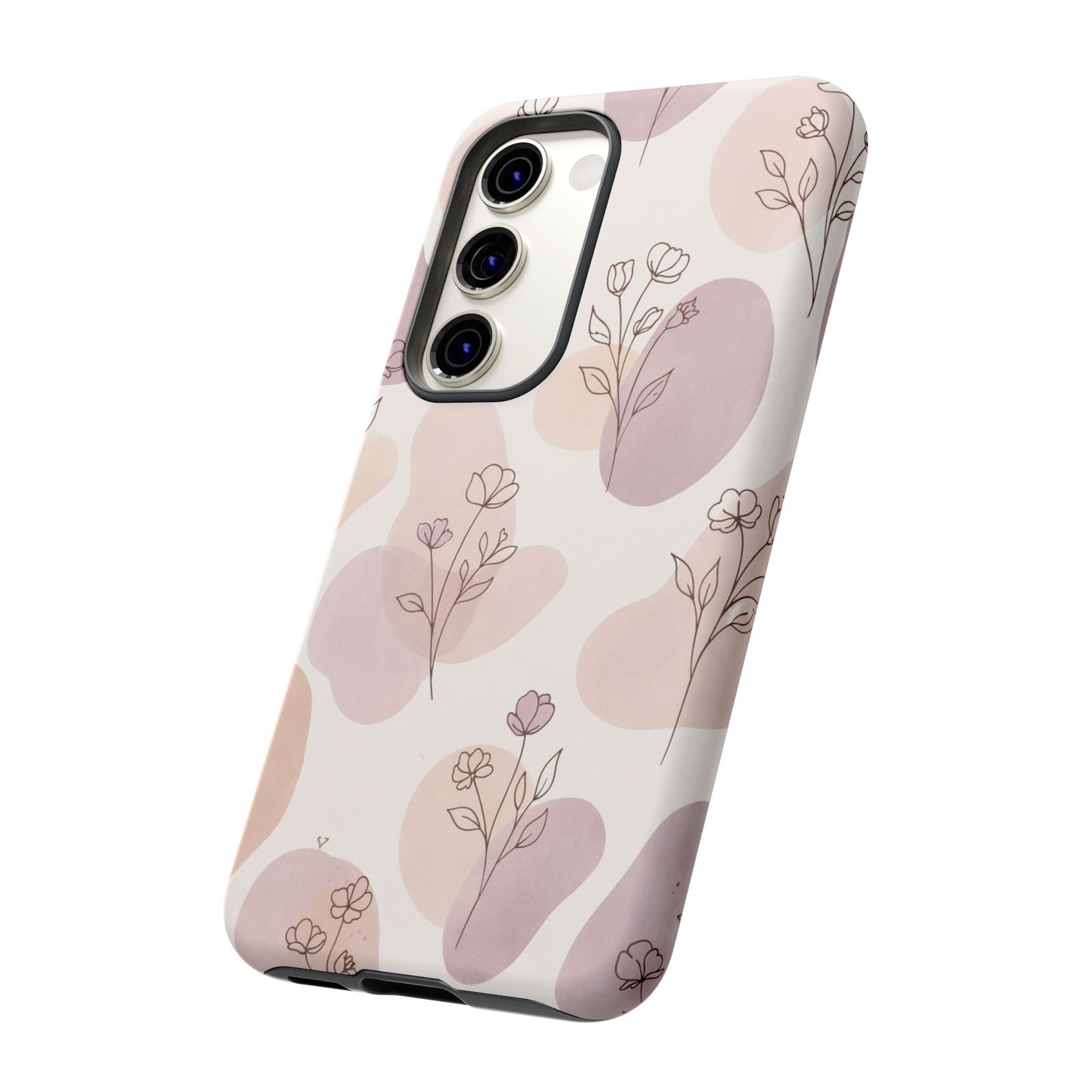 Blush Floral Phone Case Neutral Botanical Watercolor Tough Cover