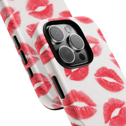 Red Lipstick Kiss Phone Case – Sexy Lip Print Pattern Tough Protective Cover