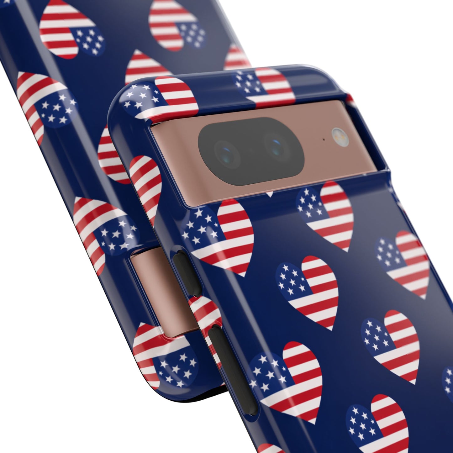 Patriotic American Flag Heart Phone Case – Tough Shockproof, USA Stars & Stripes for Iphone, Samsung Galaxy and Pixel
