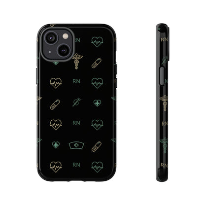 RN Nurse Phone Case – Minimal Medical Icon Pattern Healthcare Worker Tough Case