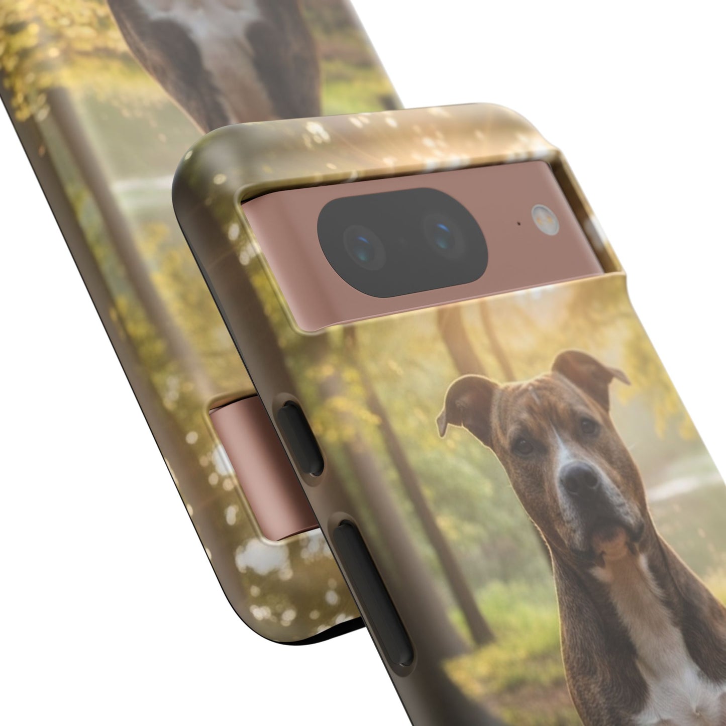 Pitbull Portrait Phone Case | Dog Lover Tough Case, Sunset Forest