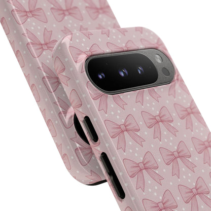 Pink Bow Pattern Phone Case – Soft Coquette Aesthetic Tough Case