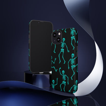 Dancing Teal Skeletons Phone Case | Tough Protective Case for Iphone, Samsung Galaxy and Pixel