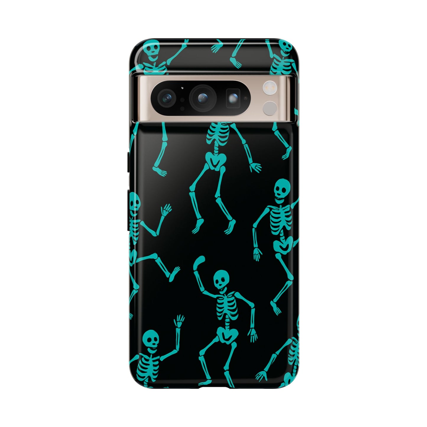 Dancing Teal Skeletons Phone Case | Tough Protective Case for Iphone, Samsung Galaxy and Pixel