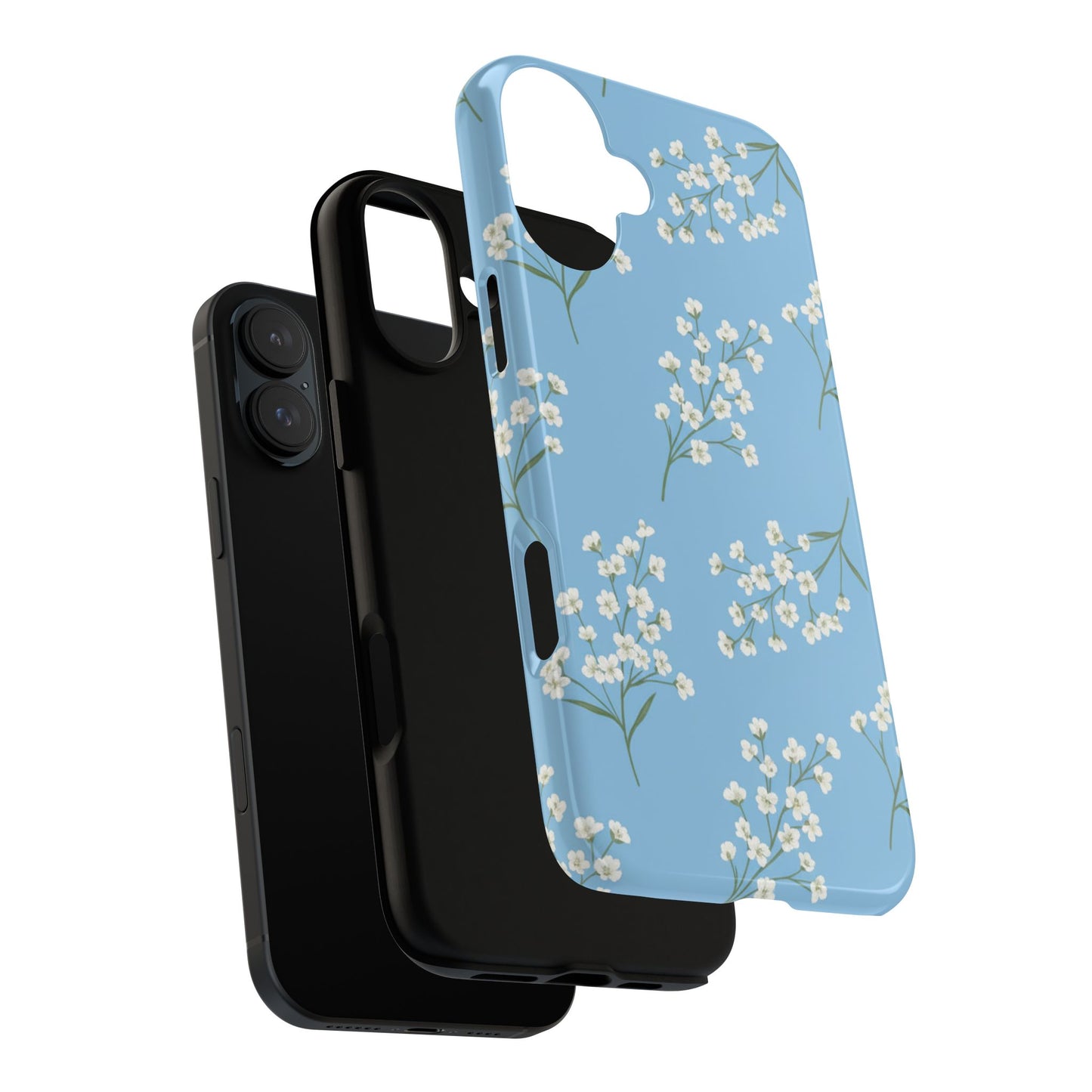 Baby’s Breath Floral Phone Case – Blue Minimal Flower Aesthetic Tough Case