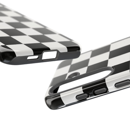 Black & White Checkerboard Phone Case – Classic Aesthetic Tough Protective Case