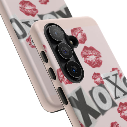 XOXO Kiss Print Phone Case | Coquette Valentine Aesthetic | Cute Pink Lipstick Kiss Tough Case for iPhone & Samsung
