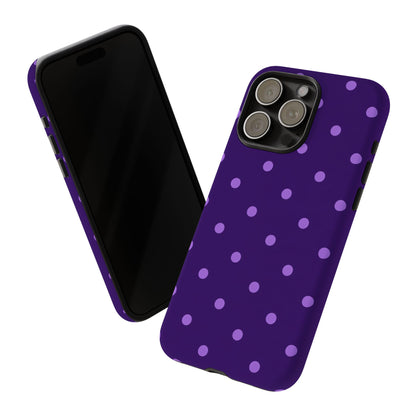 Purple Polka Dot Tough Phone Case – Cute Stylish Durable Protective Cover for Iphone, Samsung Galaxy and Pixel