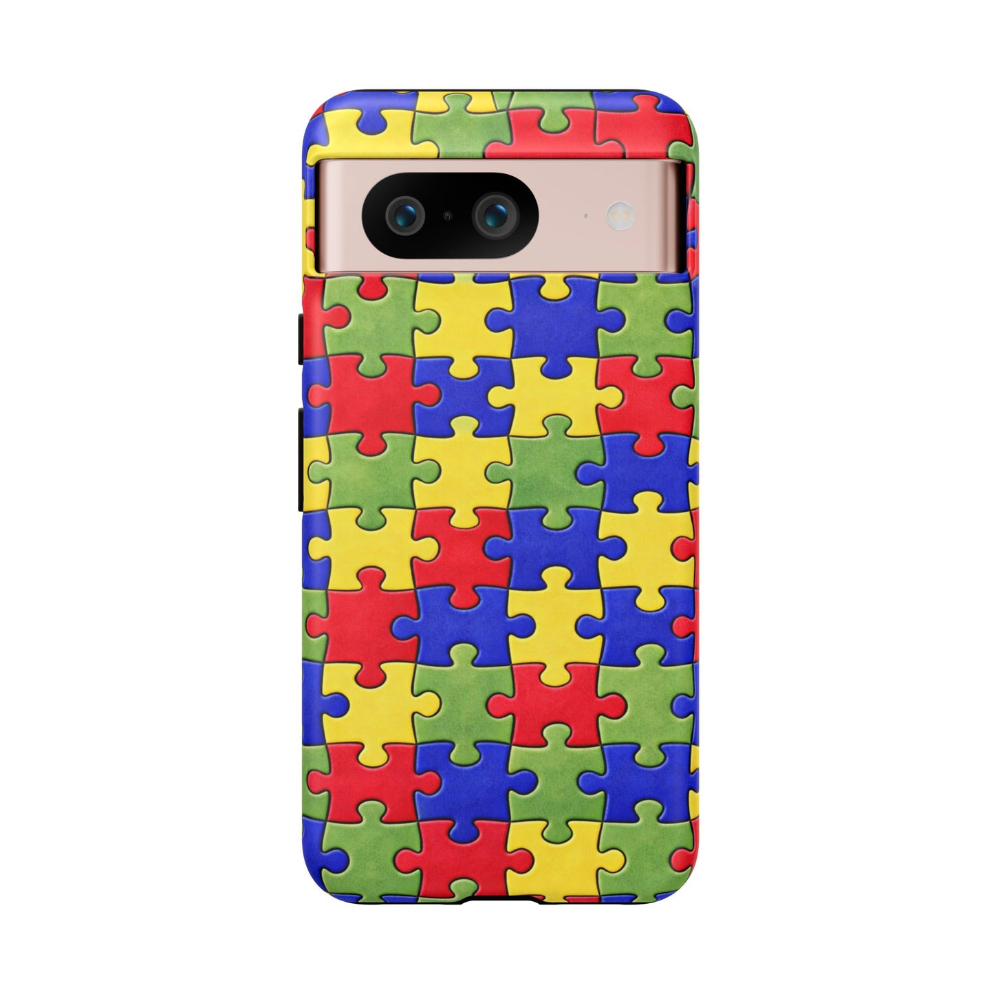 Colorful Puzzle Phone Case, Autism Awareness Jigsaw Design, Tough Protective Case, iPhone & Samsung Case, Vibrant Puzzle Pattern