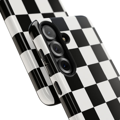 Black & White Checkerboard Phone Case – Classic Aesthetic Tough Protective Case for Iphone, Samsung Galaxy and Pixel