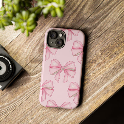 Pink Bow Pattern Phone Case | Coquette Aesthetic Tough Protective Case