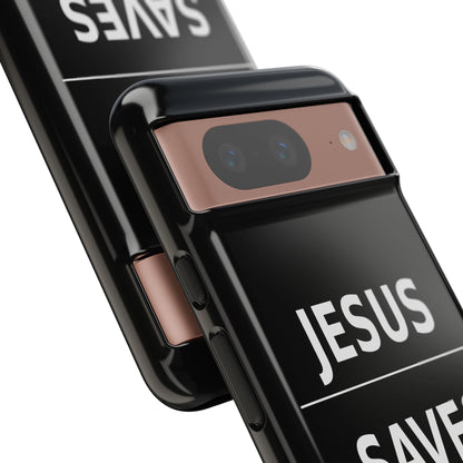 Jesus Saves Phone Case Christian Religious Minimalist Black Tough Cover