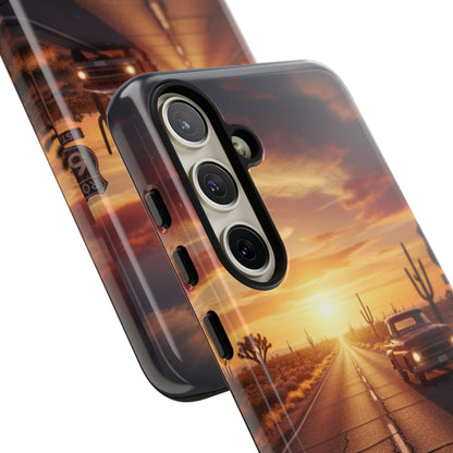 Route 66 Sunset Desert Highway Phone Case – Road Trip Travel Aesthetic Tough Case