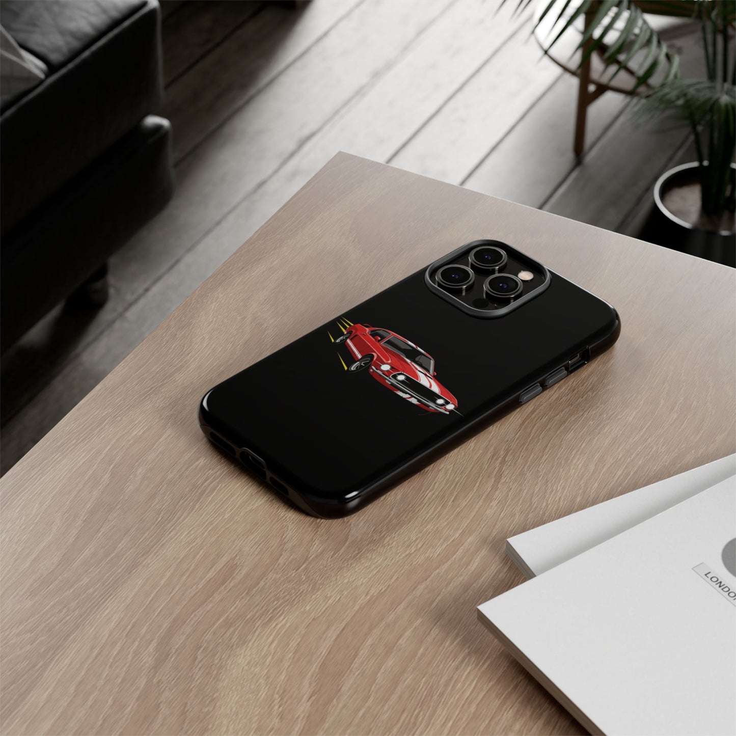 Red Muscle Car Phone Case – Classic Car Racing Tough Protective Case