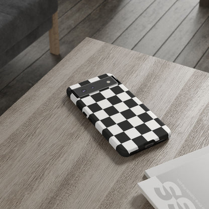 Black & White Checkerboard Phone Case – Classic Aesthetic Tough Protective Case for Iphone, Samsung Galaxy and Pixel