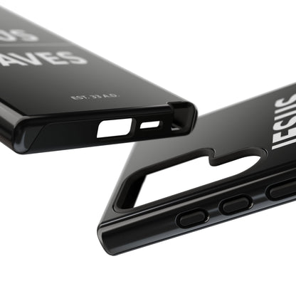 Jesus Saves Phone Case Christian Religious Minimalist Black Tough Cover