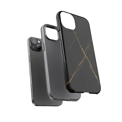 Black Marble Phone Case with Gold Veins | Minimal Luxury Tough Case