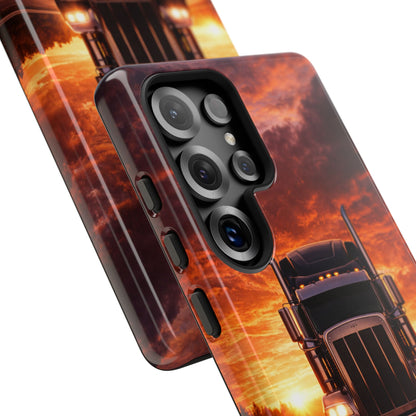 Big Rig Truck Phone Case Sunset Highway Semi Truck iPhone Samsung Cover