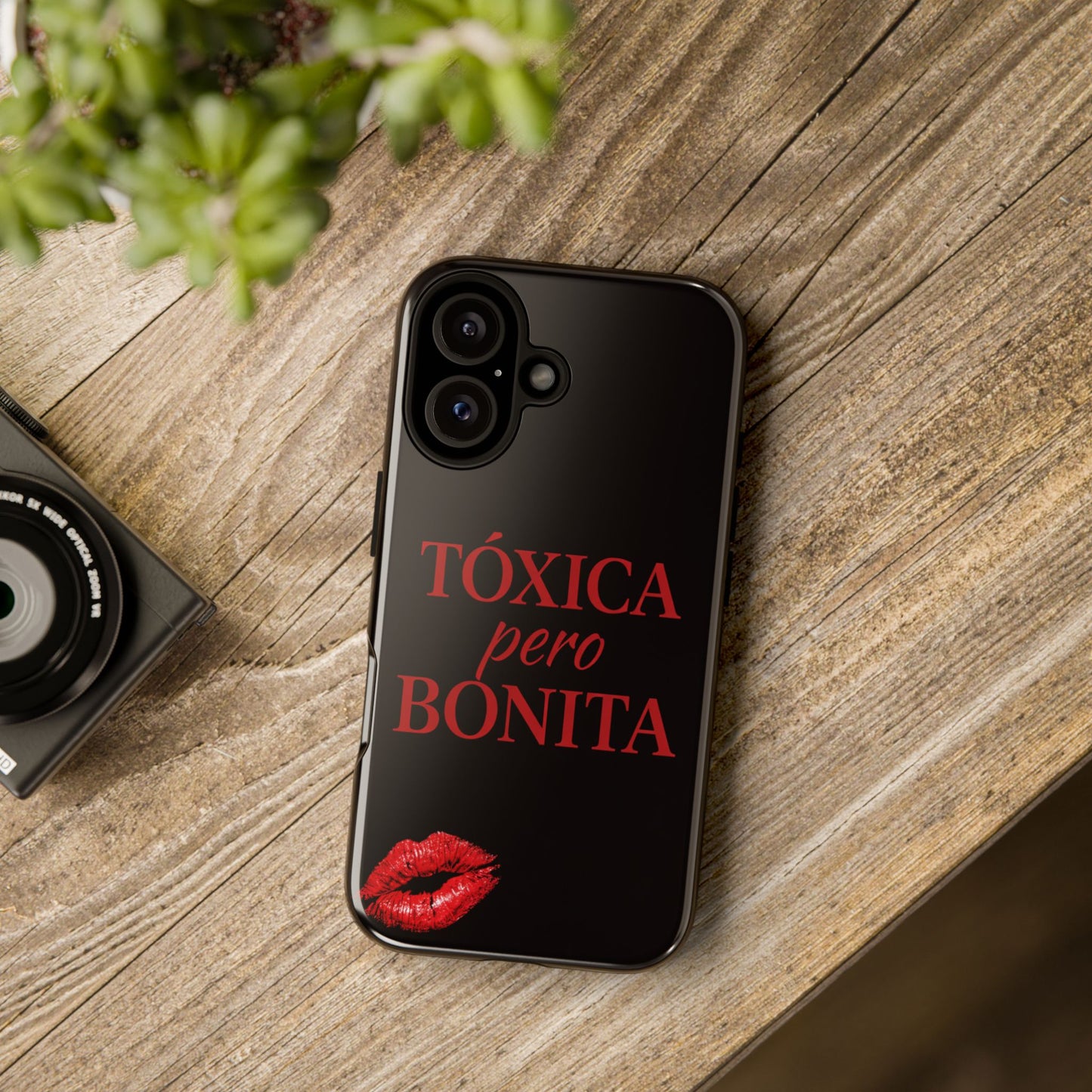 Toxica Pero Bonita Phone Case, Latina Quote Case, Red Lips Aesthetic, Spanish Saying Case, Trendy Tough Cover