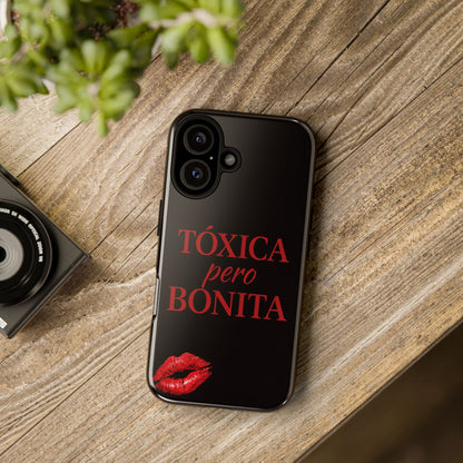 Toxica Pero Bonita Phone Case, Latina Quote Case, Red Lips Aesthetic, Spanish Saying Case, Trendy Tough Cover