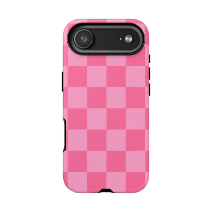 Pink Checkerboard Phone Case – Cute Aesthetic Tough Case for iPhone & Samsung