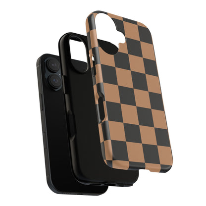 Brown Checkerboard Phone Case | Aesthetic Tough Protective Case