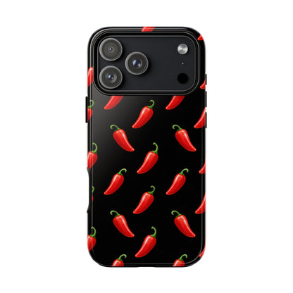 Spicy Chili Pepper Phone Case – Black Cute Hot Pepper Tough Cover for Iphone, Samsung Galaxy and Pixel