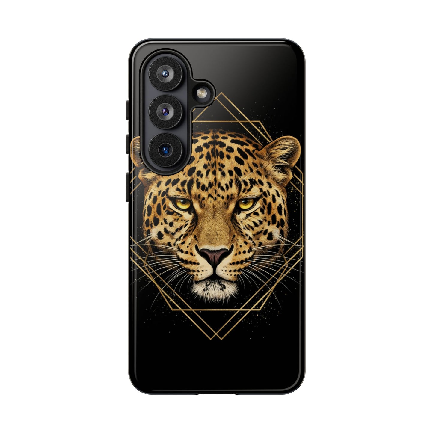 Leopard Phone Case – Black Gold Leopard Head Luxury Animal Tough Case