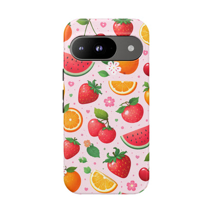 Fruit Phone Case – Tough Shockproof, Strawberry Cherry Citrus Summer Design for Iphone, Samsung Galaxy and Pixel
