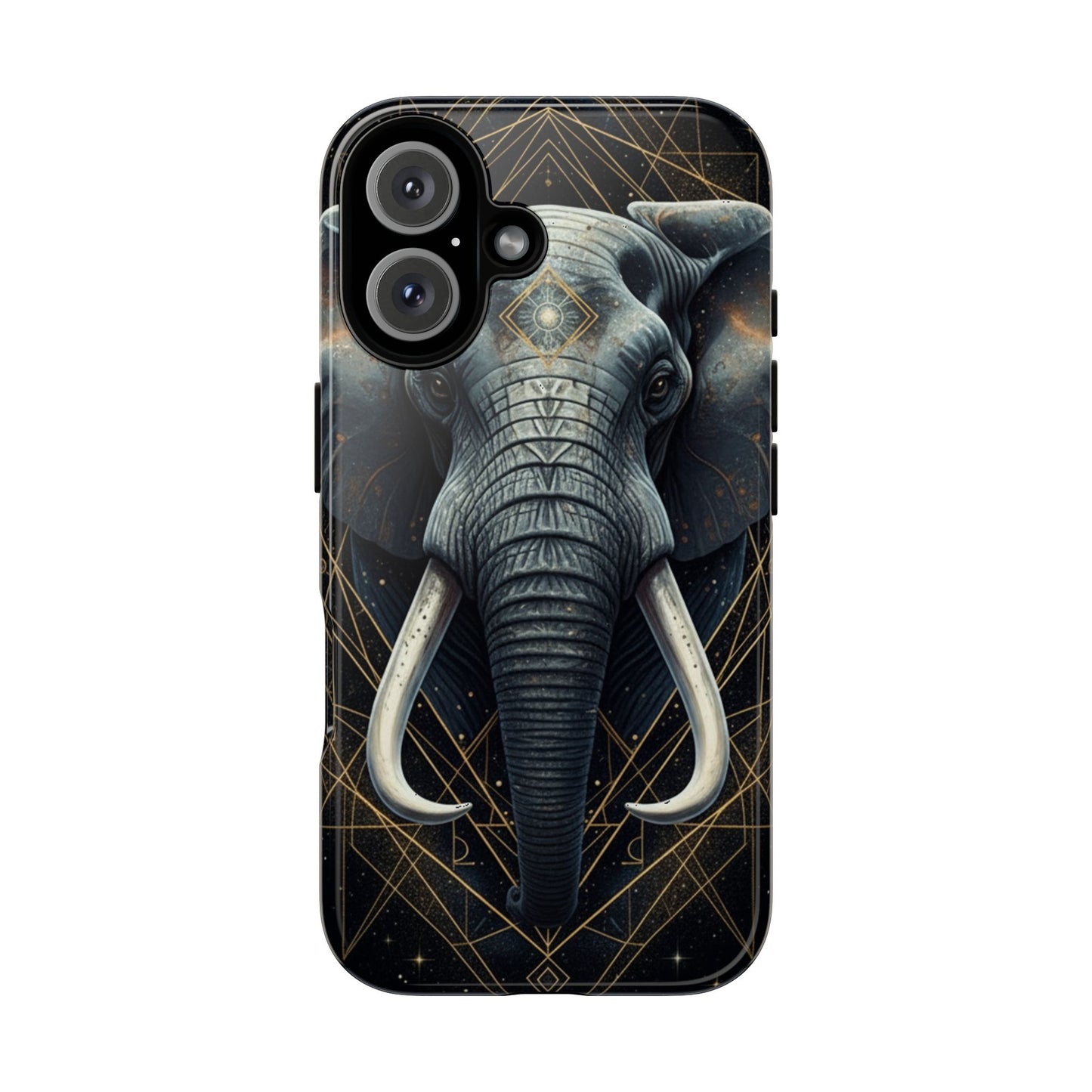 Elephant Mandala Phone Case – Black and Gold Spiritual Elephant Tough Protective Case