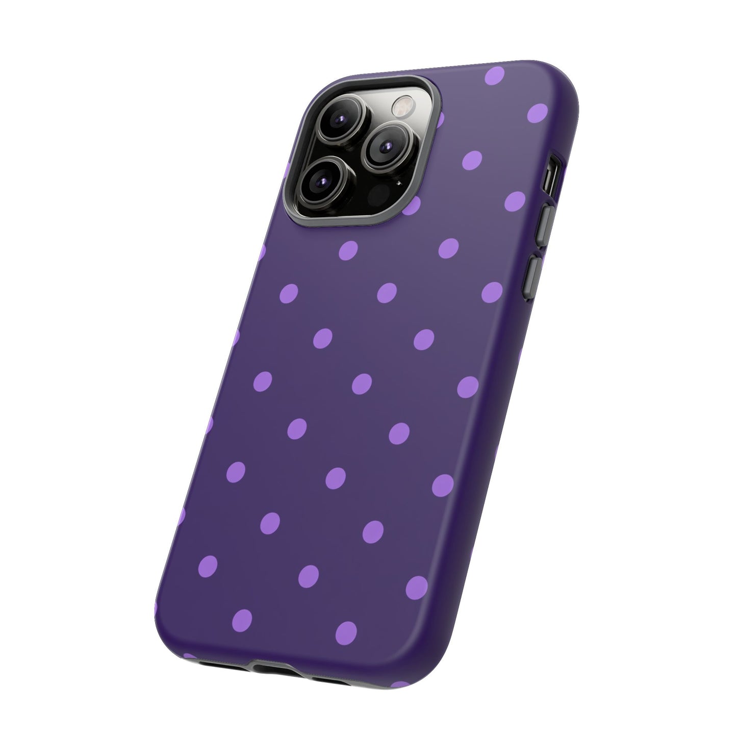 Purple Polka Dot Tough Phone Case – Cute Stylish Durable Protective Cover for Iphone, Samsung Galaxy and Pixel