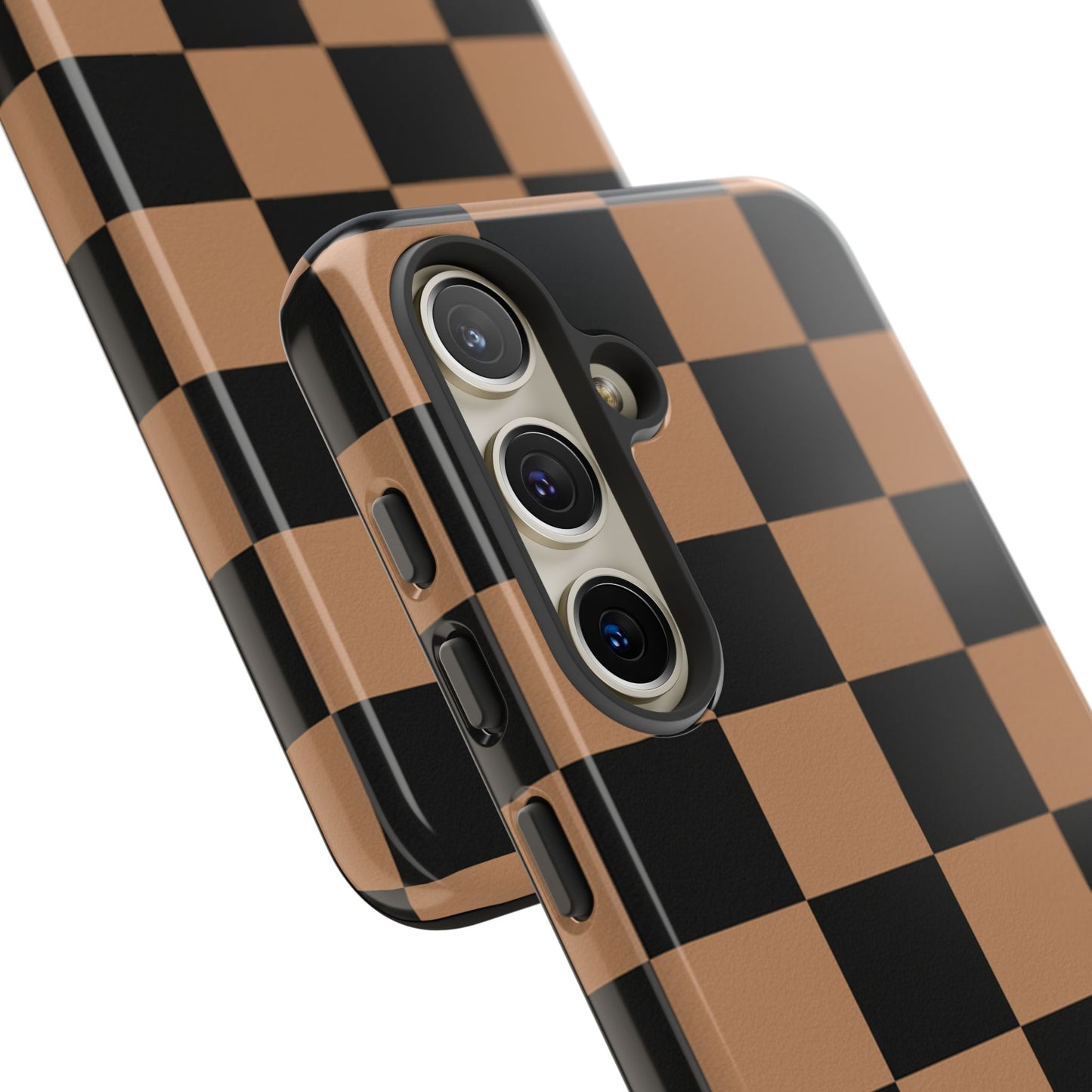 Brown Checkered Phone Case | Aesthetic Checkerboard iPhone & Samsung Tough Case
