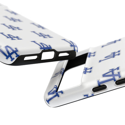 Blue LA Monogram Pattern Phone Case | Minimal Baseball Inspired Tough Cover