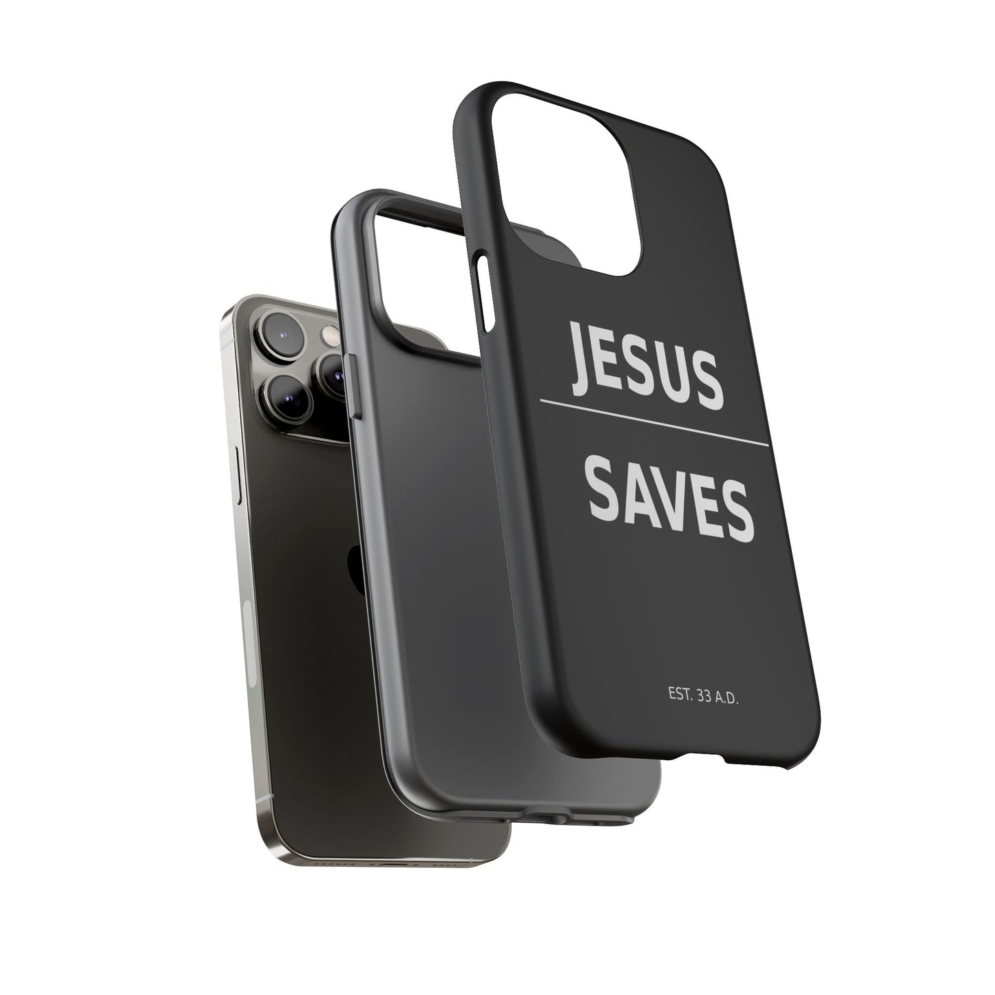 Jesus Saves Phone Case Christian Religious Minimalist Black Tough Cover